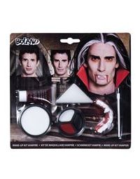 Vampier make-up kit (make-up, 1 spons, 1 penseel en 1 paar vampiertanden)