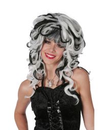 Halloween duivelse zwart/wit dames pruik
